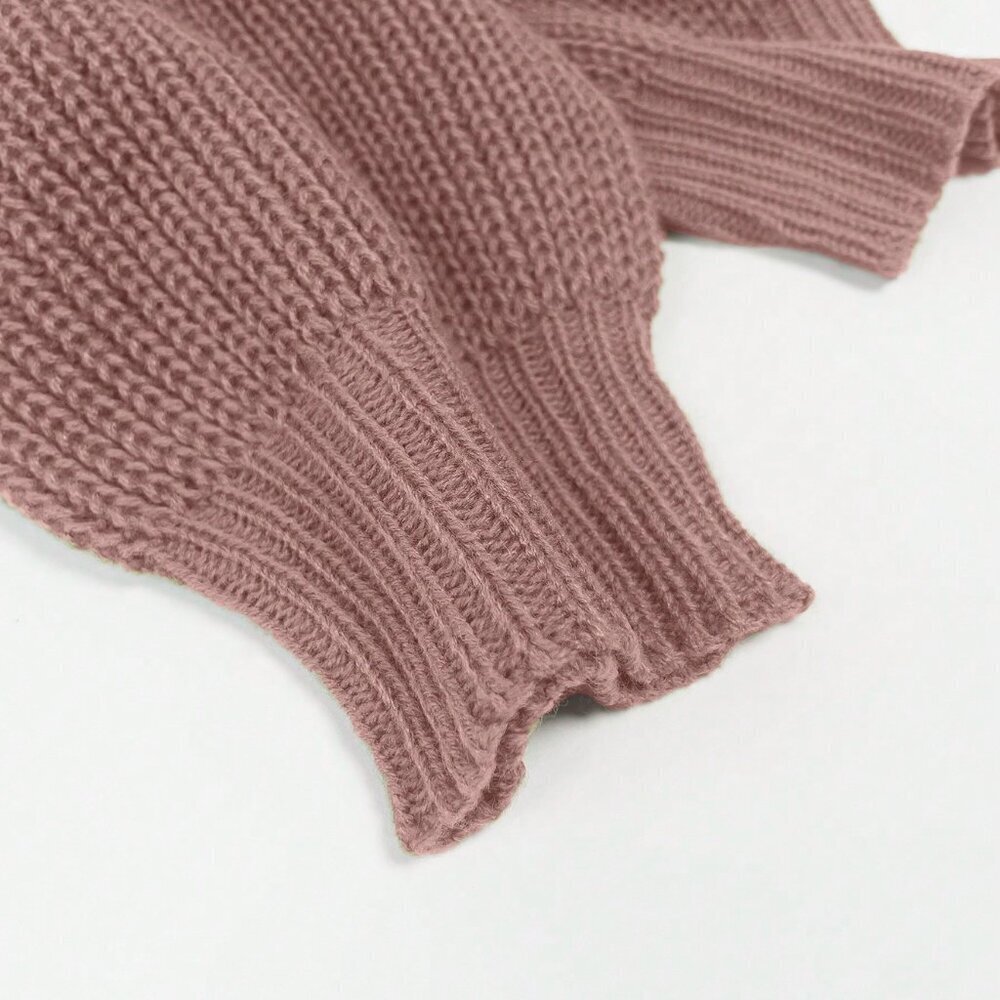 Pink Casual Women's Solid Color Lantern Sleeve Cardigan - Picture 6 of 8